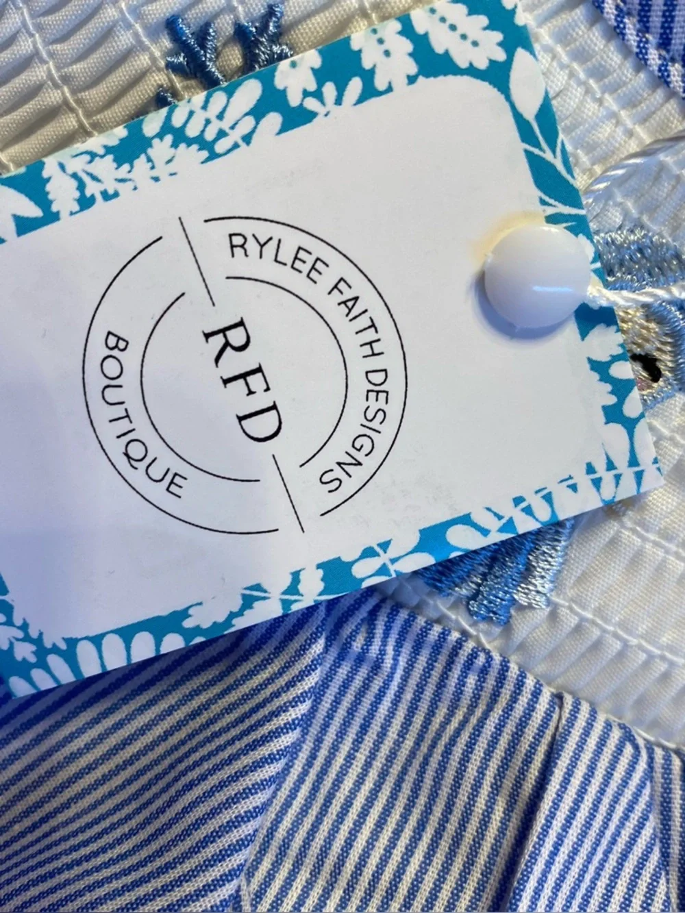 Rylee Faith Designs Smocked Striped Elsa Bubble Ribboned Sleeve NWT size 18 mths - Picture 2 of 7